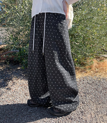 Dubki Dot Pintuck String Denim Pants